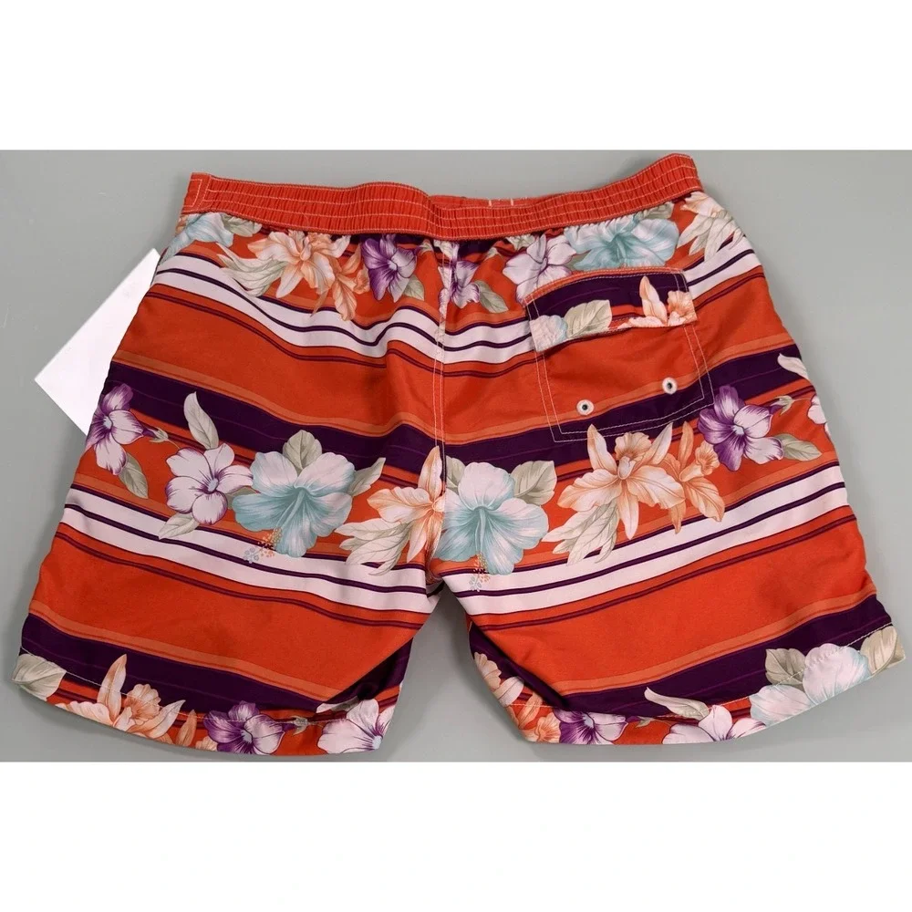 Tommy Bahama Relax Swim Trunks Mens L Orange Floral Tropical Print DadCore‎